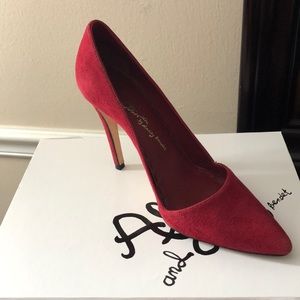 Alice and Olivia Red Suede Dina pump